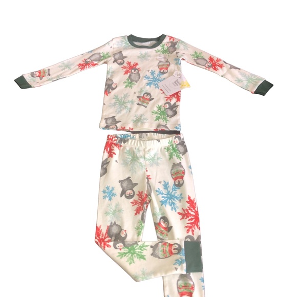 2 Piece Burt Bees Toddler Kids COZY PENGUINS Tee & Pajama Pant Set Size 3T - Picture 1 of 12